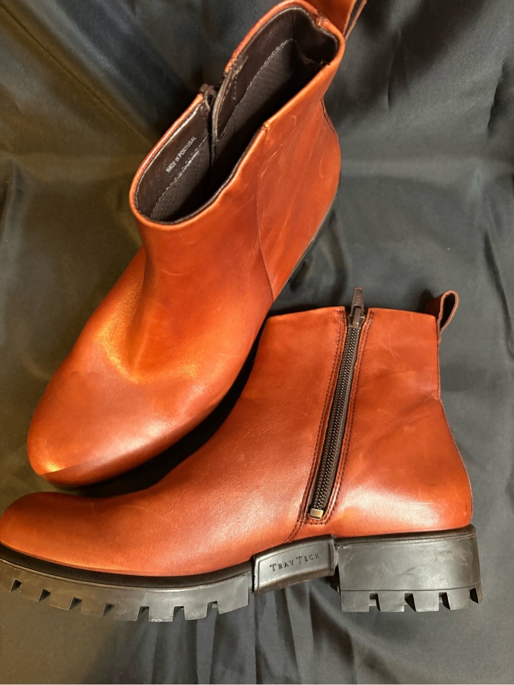 ECCO Leather Ankle boots Women size 39 Cognac /Lug sole boots
